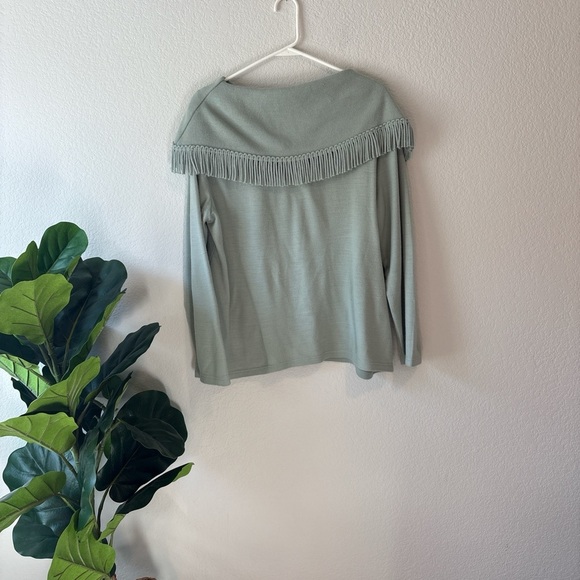 Pale Green Fringe Detail Women's Top XL - Picture 4 of 4